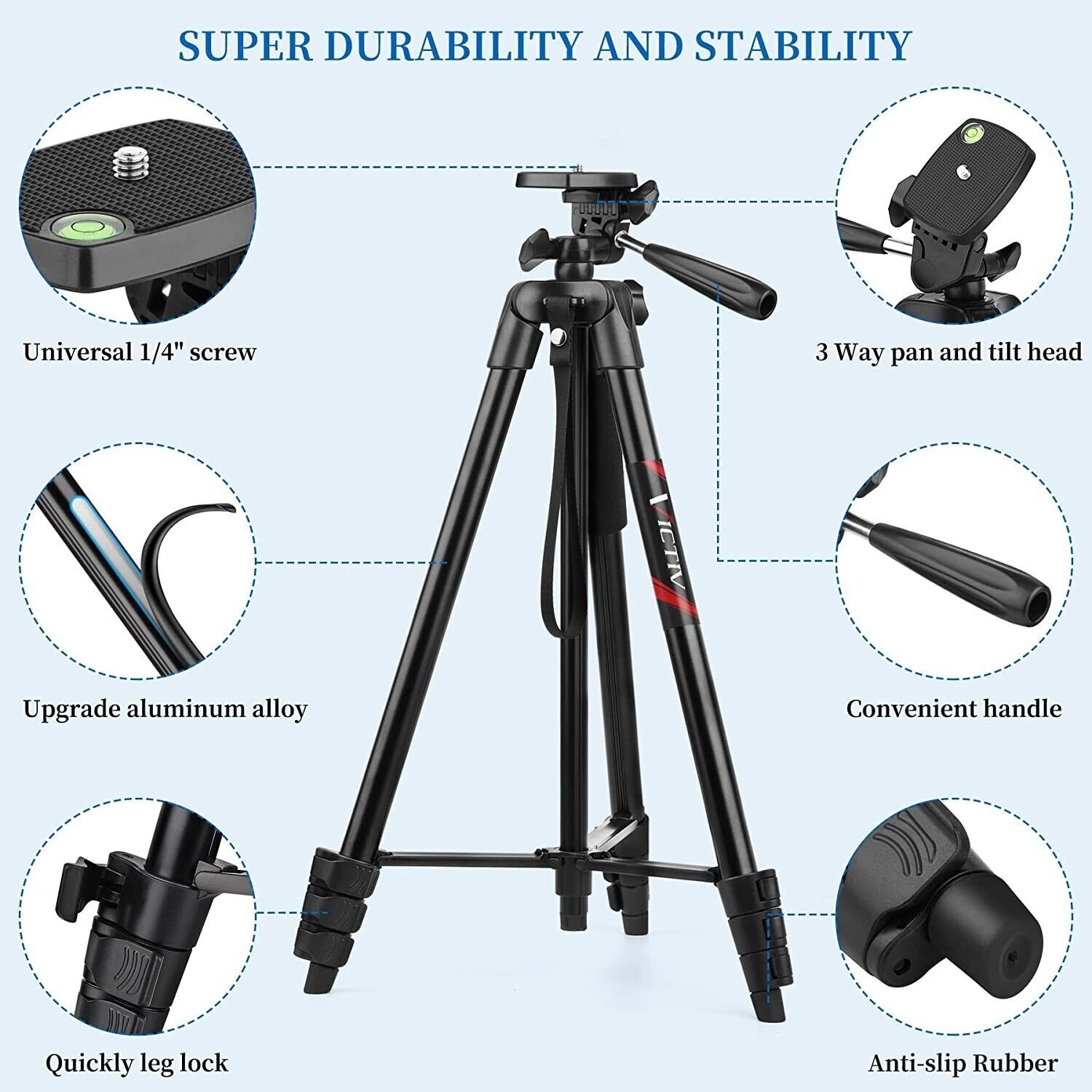 Professional Camera Tripod Stand + Phone Holder For Smartphone Samsung iPhone